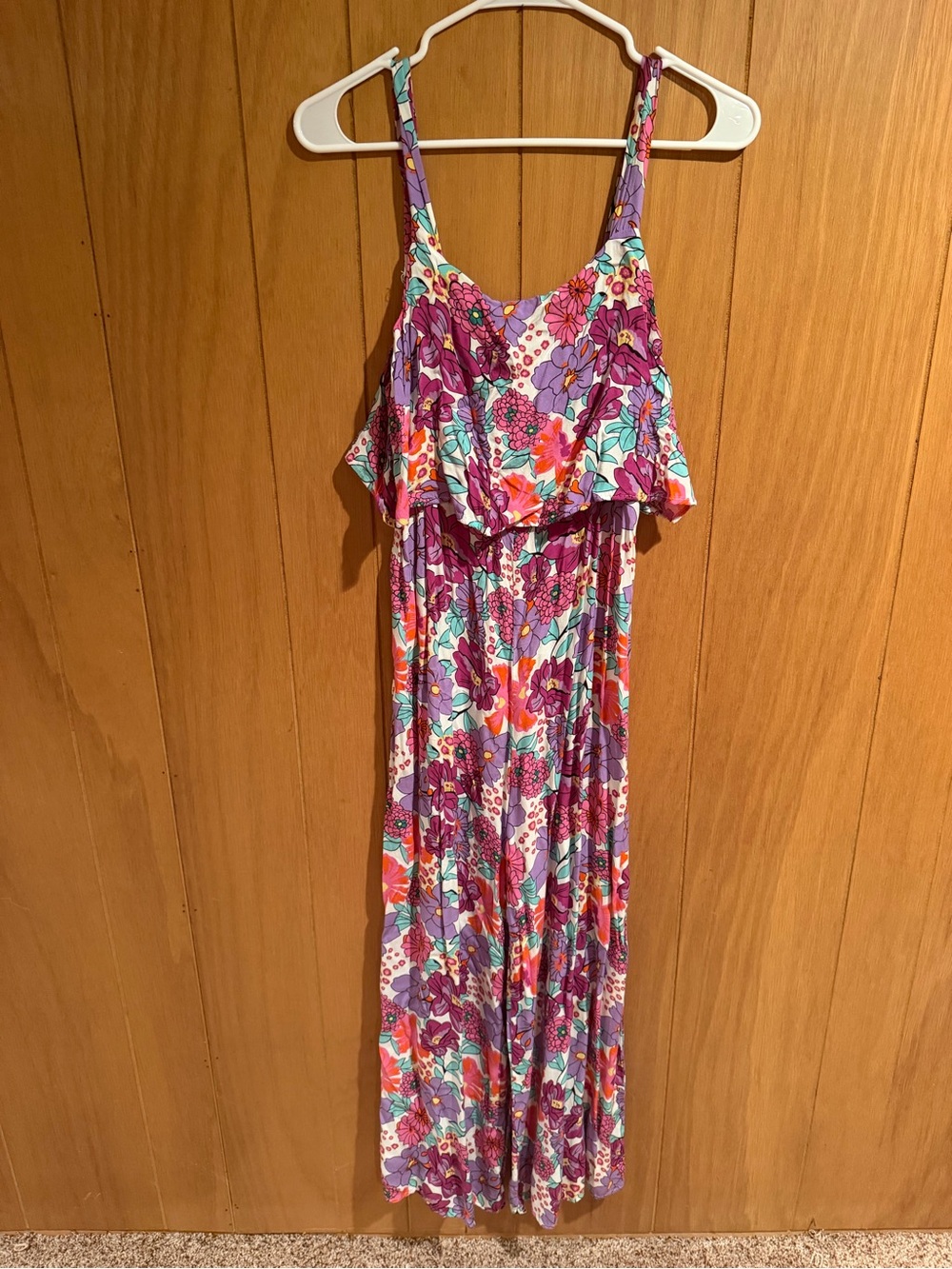 SHEIN Purple Floral Ruffle Sundress Jumpsuit